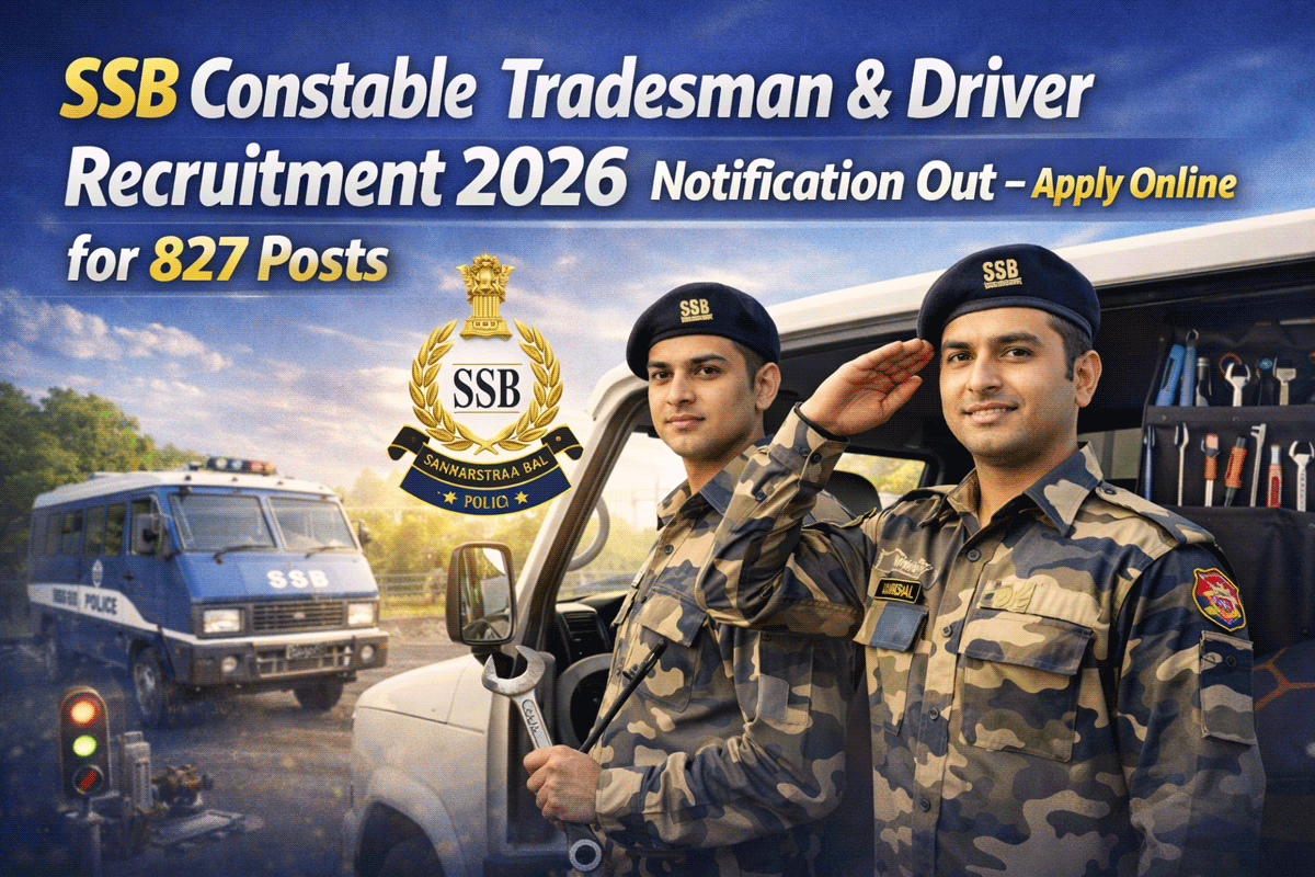 SSB Recruitment 2026 Notification for Constable Tradesman & Driver