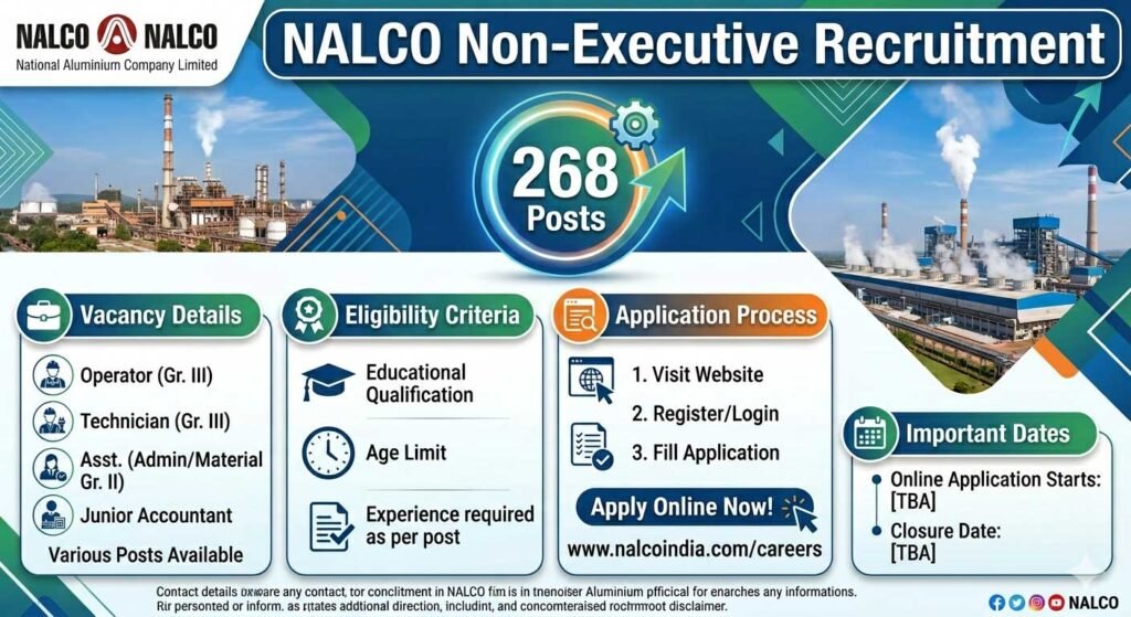 NALCO Non-Executive Vacancy 2026 | 268 Posts, Apply Online